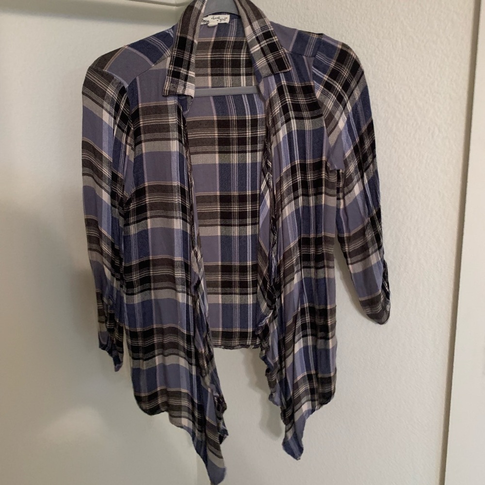 Dark blue asymmetrical flannel